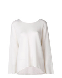 Женский белый свитер с круглым вырезом от Le Kasha