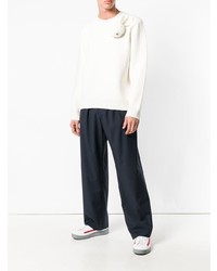 Мужской белый свитер с круглым вырезом от JW Anderson