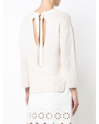 Женский белый свитер с круглым вырезом от Derek Lam 10 Crosby