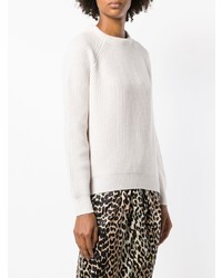 Женский белый свитер с круглым вырезом от Forte Forte