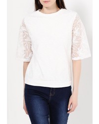 Женский белый свитер с круглым вырезом от LOST INK