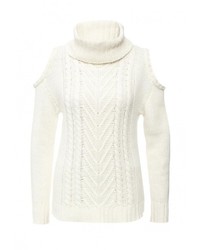 Женский белый свитер с круглым вырезом от LOST INK