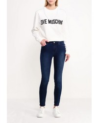 Женский белый свитер с круглым вырезом от Love Moschino