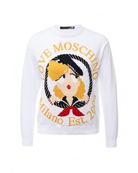 Женский белый свитер с круглым вырезом от Love Moschino