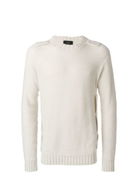 Мужской белый свитер с круглым вырезом от Maison Flaneur