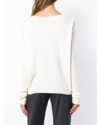 Женский белый свитер с круглым вырезом от Le Kasha