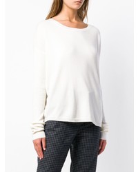 Женский белый свитер с круглым вырезом от Le Kasha