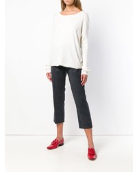 Женский белый свитер с круглым вырезом от Le Kasha