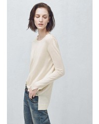 Женский белый свитер с круглым вырезом от Mango