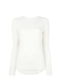 Женский белый свитер с круглым вырезом от MM6 MAISON MARGIELA