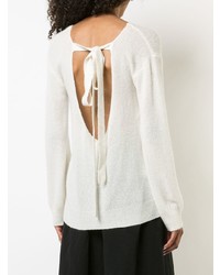 Женский белый свитер с круглым вырезом от Adam Lippes