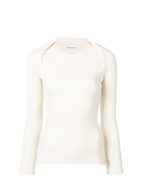 Женский белый свитер с круглым вырезом от Paco Rabanne