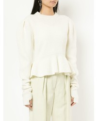 Женский белый свитер с круглым вырезом от Lemaire