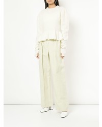 Женский белый свитер с круглым вырезом от Lemaire