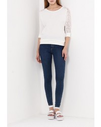 Женский белый свитер с круглым вырезом от Piazza Italia