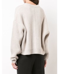 Женский белый свитер с круглым вырезом от Le Kasha