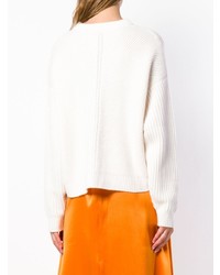 Женский белый свитер с круглым вырезом от Le Kasha