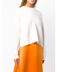 Женский белый свитер с круглым вырезом от Le Kasha