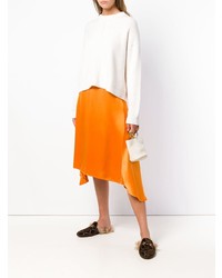 Женский белый свитер с круглым вырезом от Le Kasha