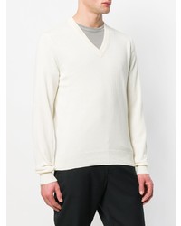 Мужской белый свитер с круглым вырезом от Maison Margiela