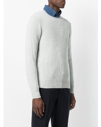 Мужской белый свитер с круглым вырезом от La Fileria For D'aniello