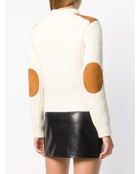 Женский белый свитер с круглым вырезом от Saint Laurent