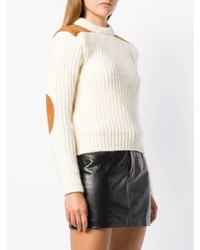 Женский белый свитер с круглым вырезом от Saint Laurent