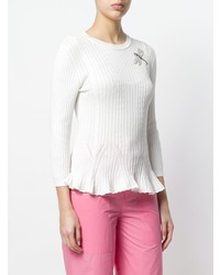 Женский белый свитер с круглым вырезом от Vivetta