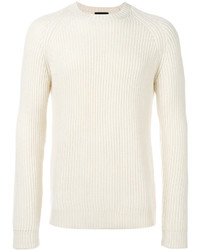 Мужской белый свитер с круглым вырезом от Roberto Collina