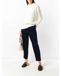 Женский белый свитер с круглым вырезом от Barena