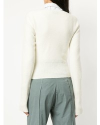 Женский белый свитер с круглым вырезом от Lemaire