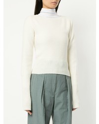 Женский белый свитер с круглым вырезом от Lemaire