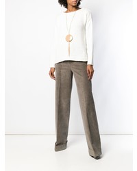 Женский белый свитер с круглым вырезом от Cruciani