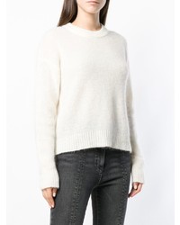 Женский белый свитер с круглым вырезом от Laneus