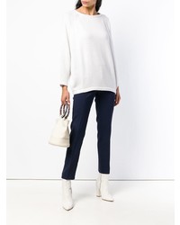 Женский белый свитер с круглым вырезом от Lamberto Losani