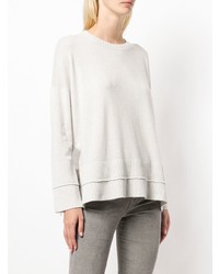 Женский белый свитер с круглым вырезом от Lamberto Losani