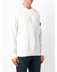 Мужской белый свитер с круглым вырезом от Stone Island Shadow Project