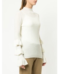 Женский белый свитер с круглым вырезом от Madeleine Thompson