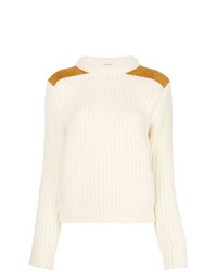 Женский белый свитер с круглым вырезом от Saint Laurent