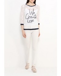 Женский белый свитер с круглым вырезом от Sela