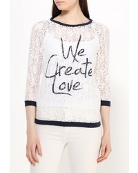 Женский белый свитер с круглым вырезом от Sela