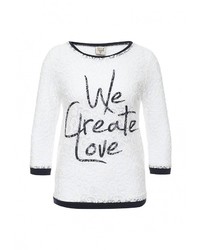 Женский белый свитер с круглым вырезом от Sela