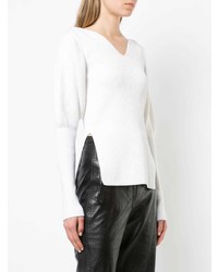 Женский белый свитер с круглым вырезом от Khaite