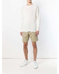 Мужской белый свитер с круглым вырезом от Roberto Collina