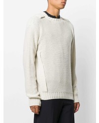 Мужской белый свитер с круглым вырезом от Maison Flaneur