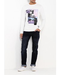 Мужской белый свитер с круглым вырезом от Sixth June