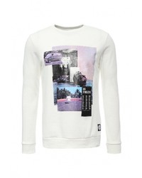 Мужской белый свитер с круглым вырезом от Sixth June