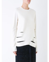 Женский белый свитер с круглым вырезом от Proenza Schouler