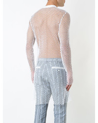 Мужской белый свитер с круглым вырезом от Sacai