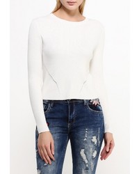 Женский белый свитер с круглым вырезом от Sweewe